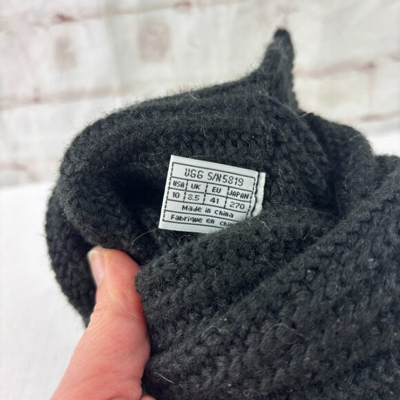 UGG Women's 10 Black Cardy Tall Sweater Knit Wool Blend Boots - Picture 2 of 12